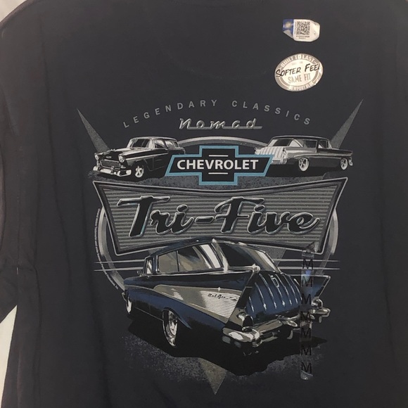 Newport blue Chevrolet nomad tri-five car graphic tee shirt size medium M NWT - Picture 11 of 14